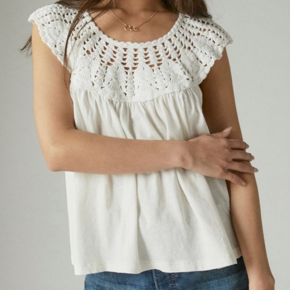 Lucky 100% Cotton Crochet and Knit Summer Top XXL